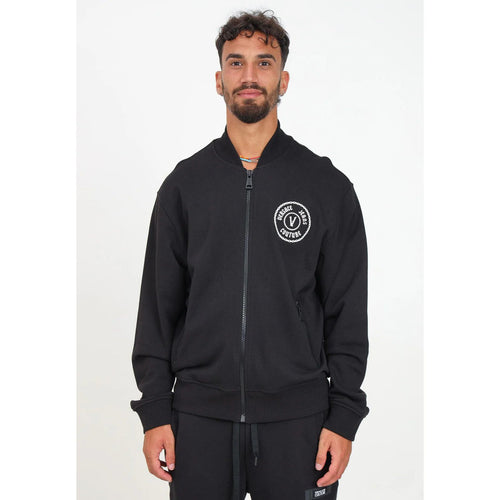 Load image into Gallery viewer, VERSACE JEANS COUTURE Black Zip Up Hoodie Featuring V-Emblem Logo
