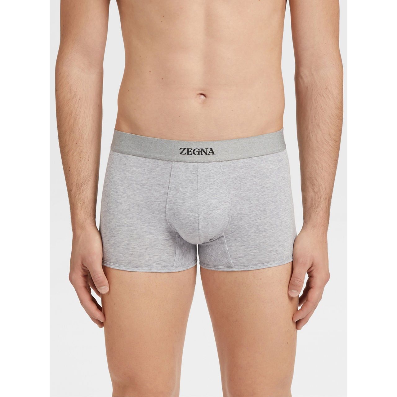 ZEGNA GREY MÉLANGE COTTON TRUNKS