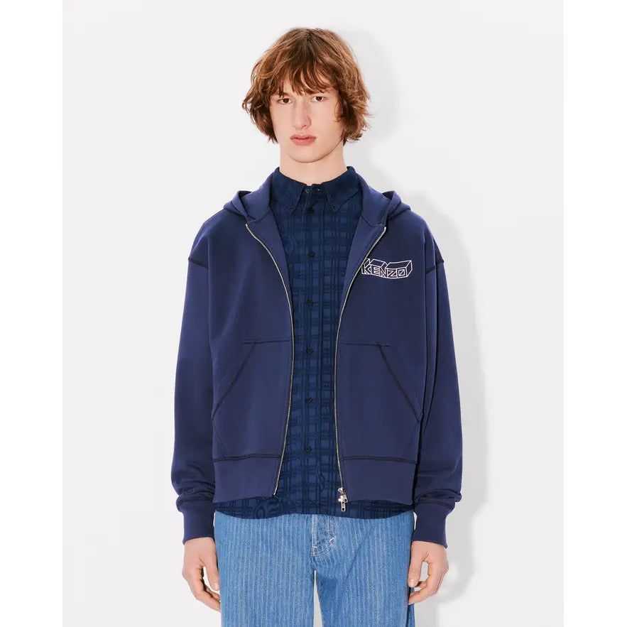 KENZO KUBE EMBROIDERED ZIPPED HOODIE