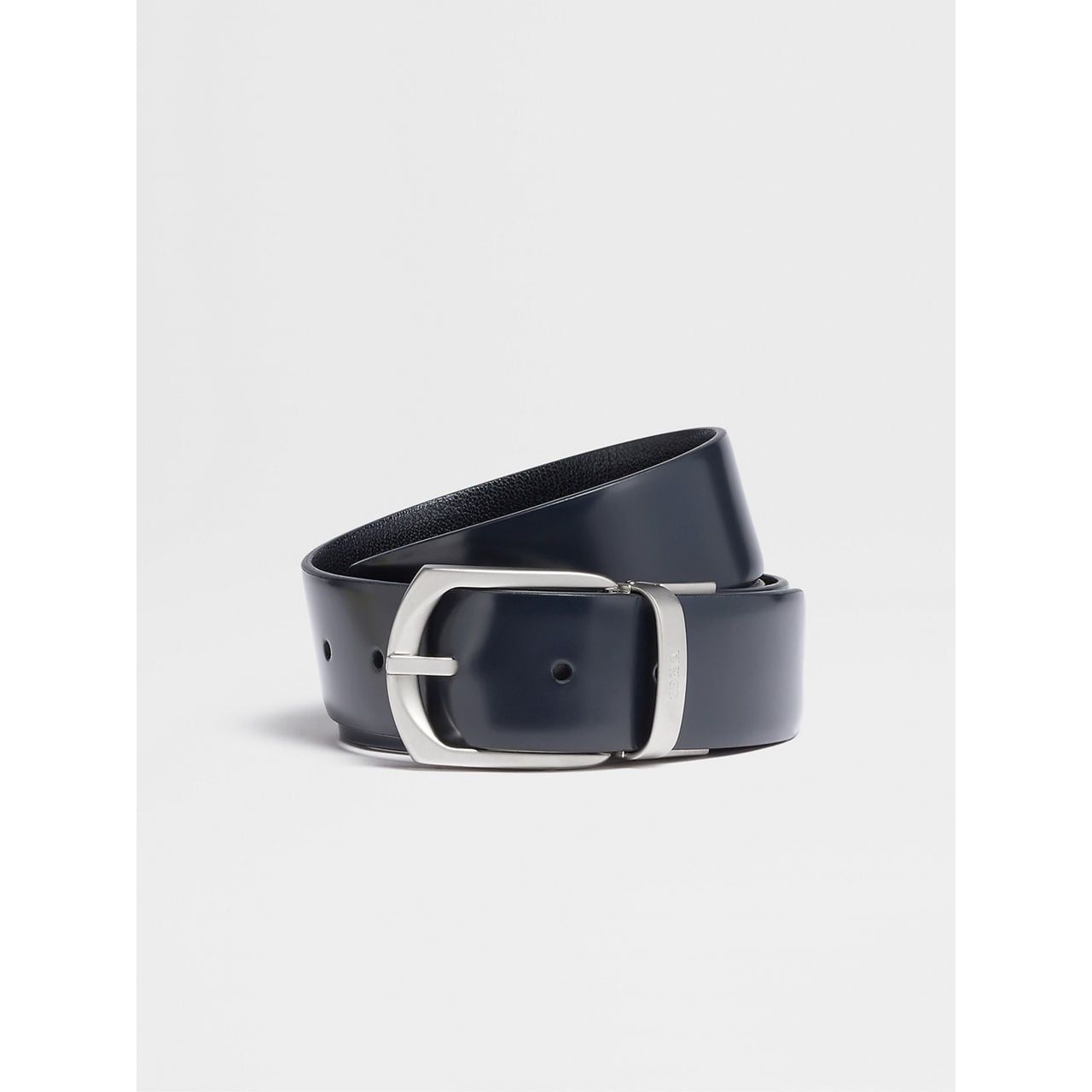 ZEGNA BLUE AND BLACK REVERSIBLE LEATHER BELT