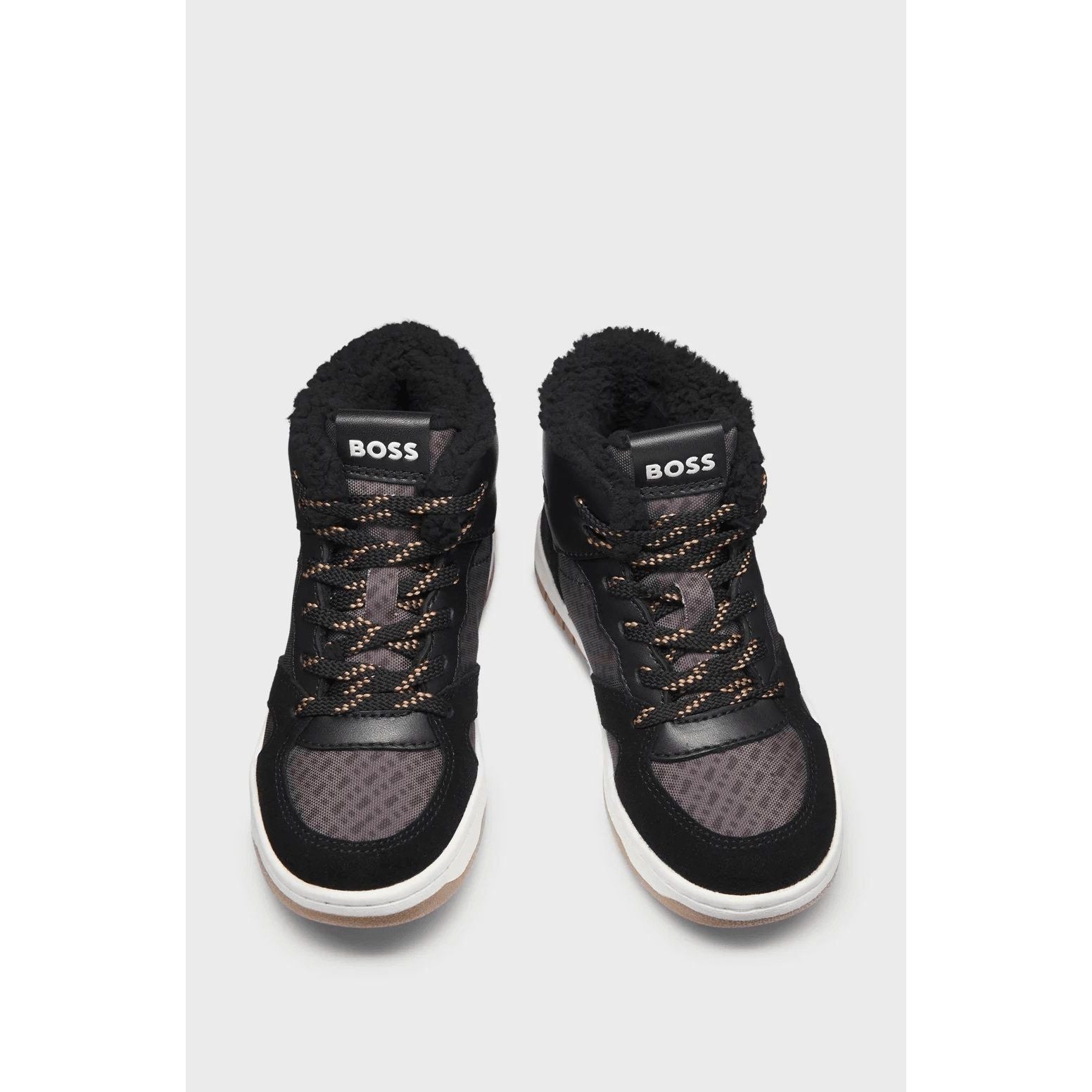 BOSS KIDS' TRAINERS IN MIXED MATERIALS WITH FAUX-SHEARLING LINING