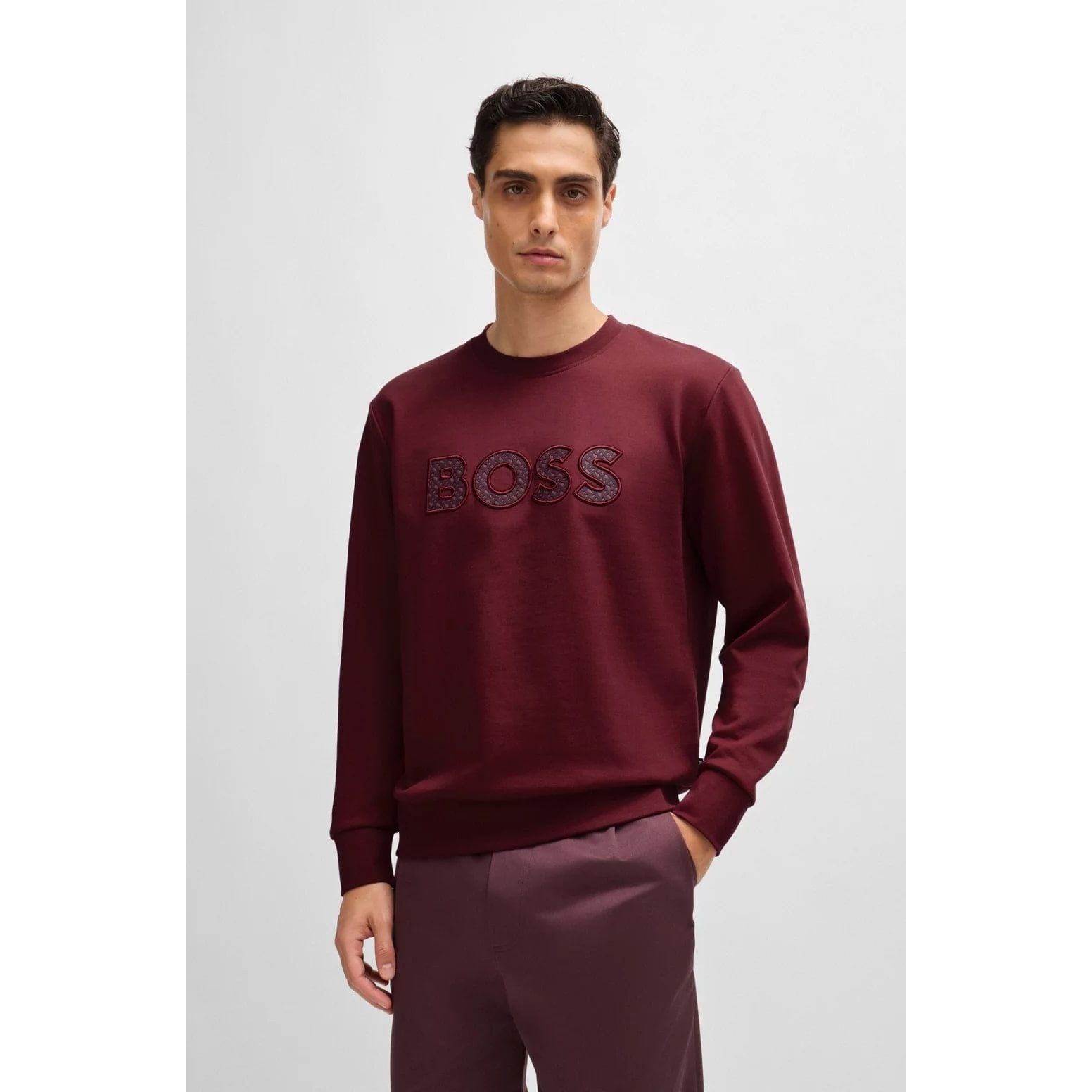 BOSS RELAXED-FIT COTTON-TERRY SWEATSHIRT WITH LOGO ARTWORK