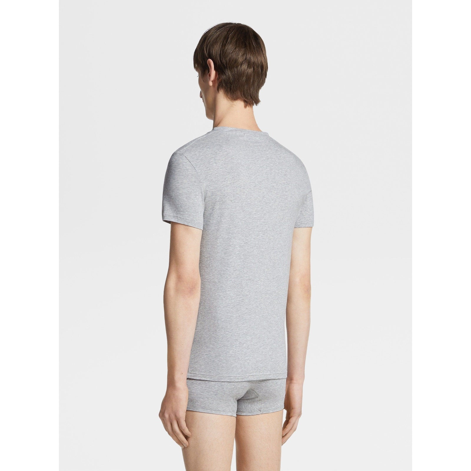 ZEGNA GREY MÉLANGE STRETCH COTTON T-SHIRT