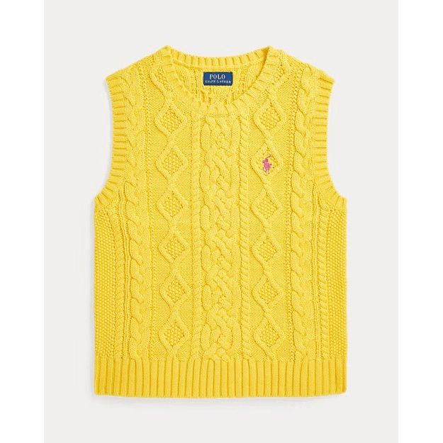 RALPH LAUREN Aran-Knit Cotton Jumper Waistcoat