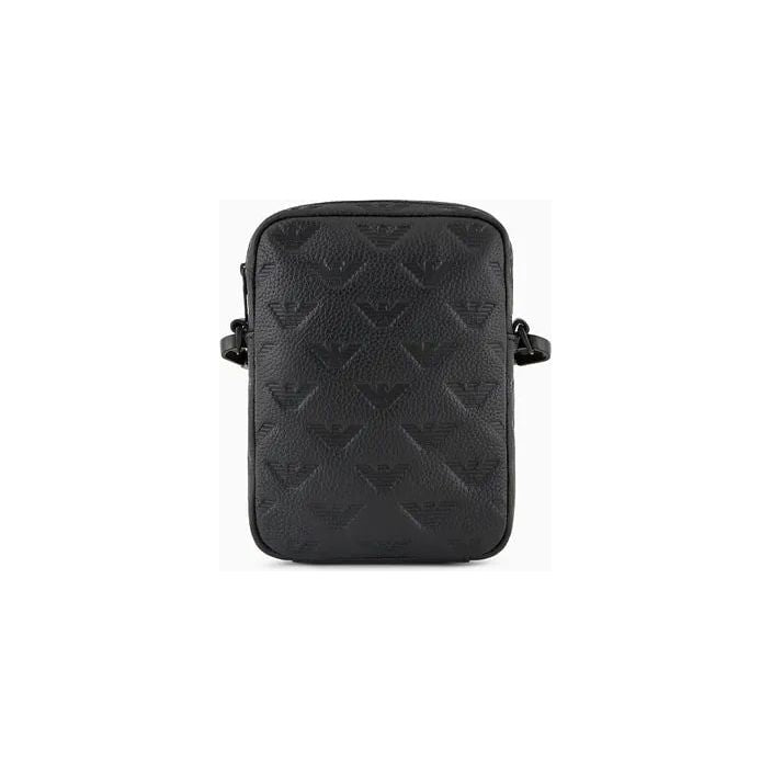 EMPORIO ARMANI LEATHER TECH CASE WITH SHOULDER STRAP WITH ALL-OVER EMBOSSED EAGLE - Yooto