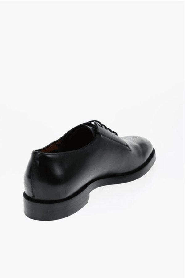 ZEGNA BLACK LEATHER TORINO DERBY SHOES