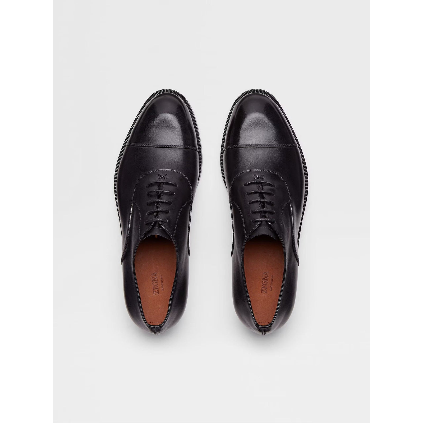 ZEGNA BLACK LEATHER TORINO OXFORD SHOES