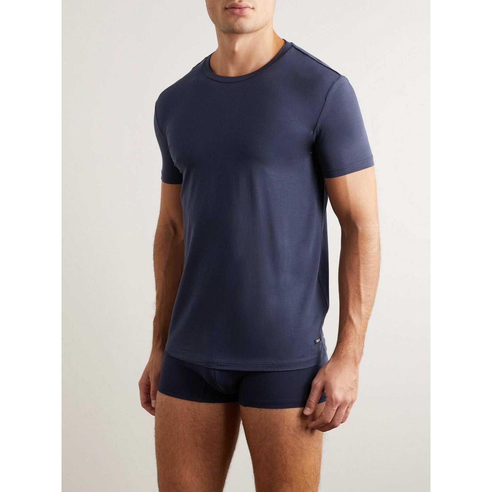 ZEGNA NAVY BLUE STRETCH MODAL T-SHIRT