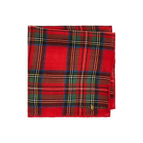 RALPH LAUREN Plaid Wool Pocket Square