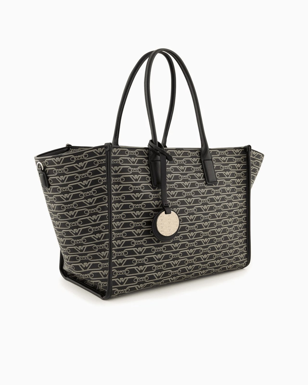 EMPORIO ARMANI Medium shopper bag with all-over monogram print