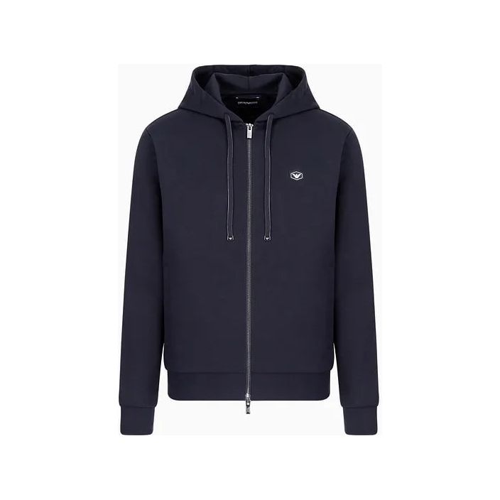 EMPORIO ARMANI HOODED, ZIPPED, PONTE-DI-ROMA SWEATSHIRT