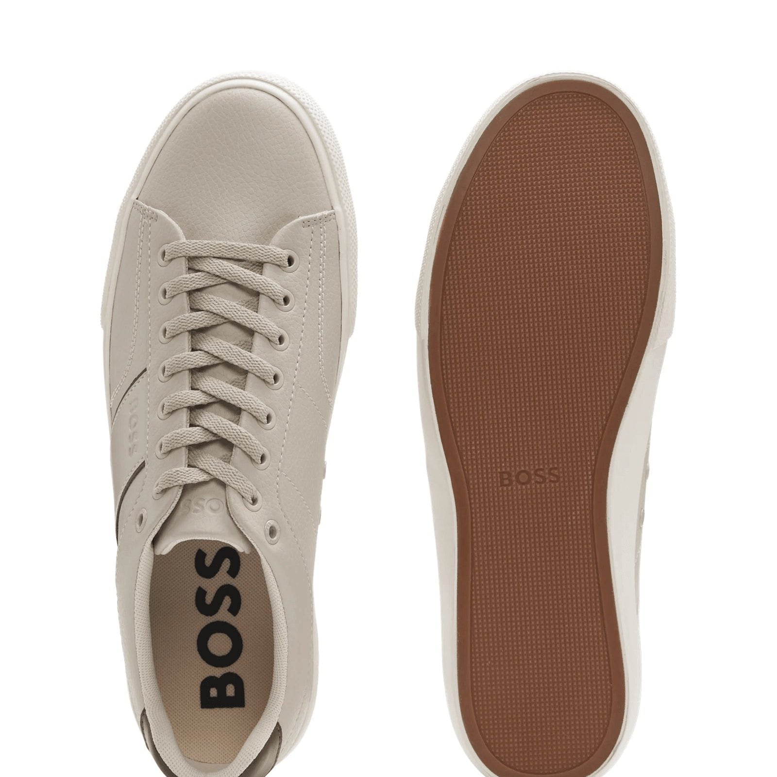 BOSS Faux-leather trainers with plain and grained textures