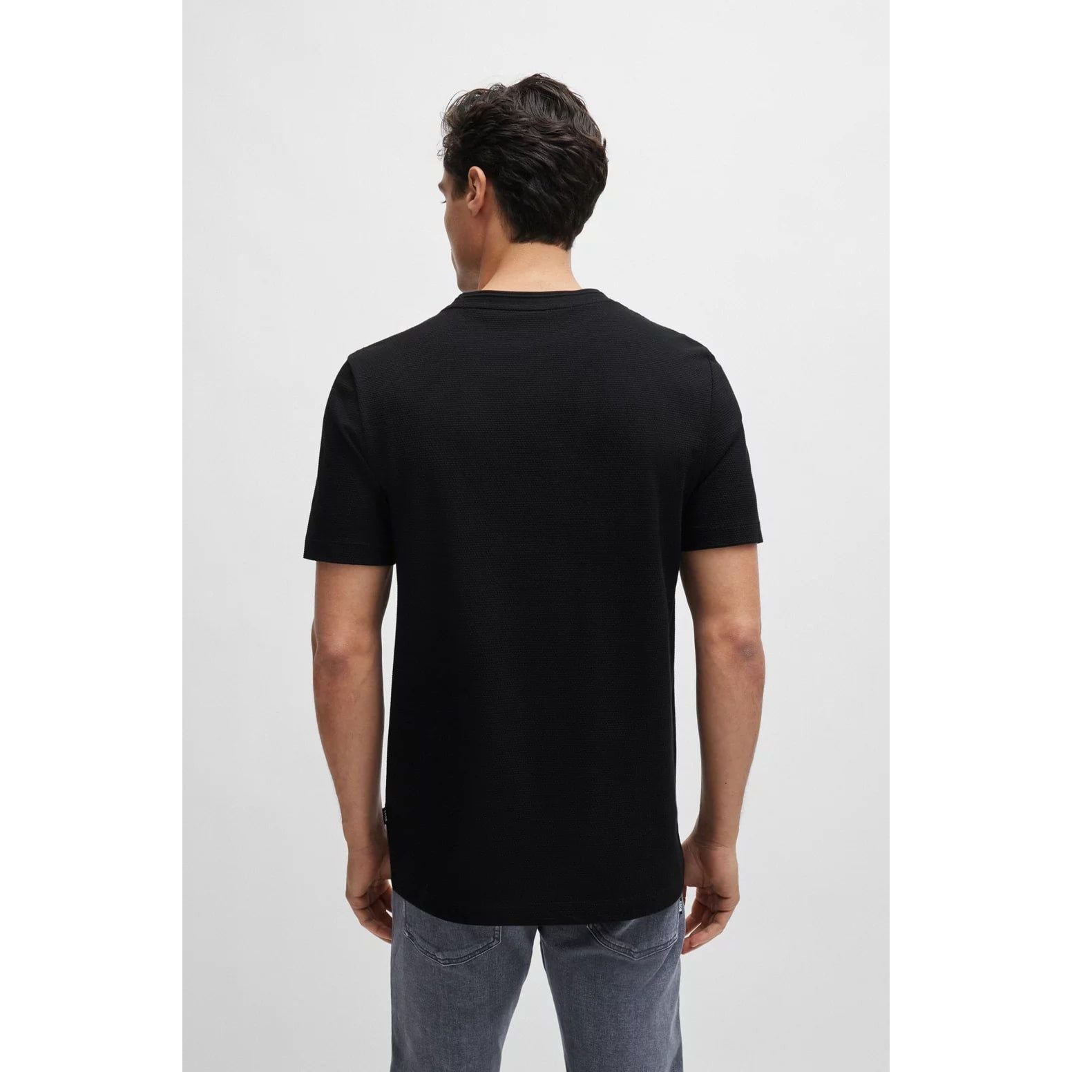 BOSS COTTON-BLEND T-SHIRT WITH BUBBLE-JACQUARD STRUCTURE