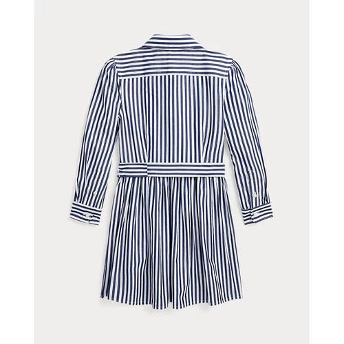 Load image into Gallery viewer, RALPH LAUREN Striped Belted Cotton Poplin Shirtdress
