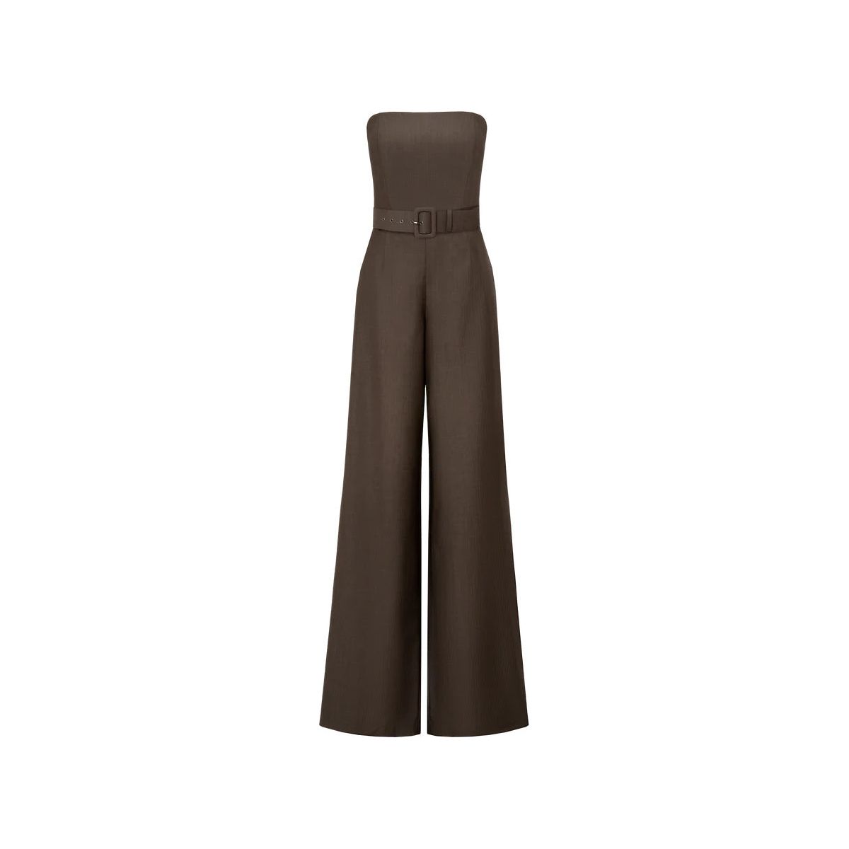 Antheia Wool Belted Jumpsuit in Brown