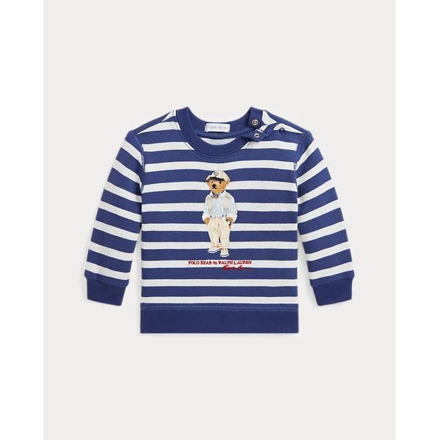 RALPH LAUREN Striped Polo Bear Fleece Sweatshirt