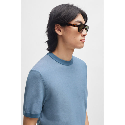 Load image into Gallery viewer, BOSS SHORT-SLEEVED SWEATER IN COTTON BLEND WITH MICRO-PROCESSING - Yooto
