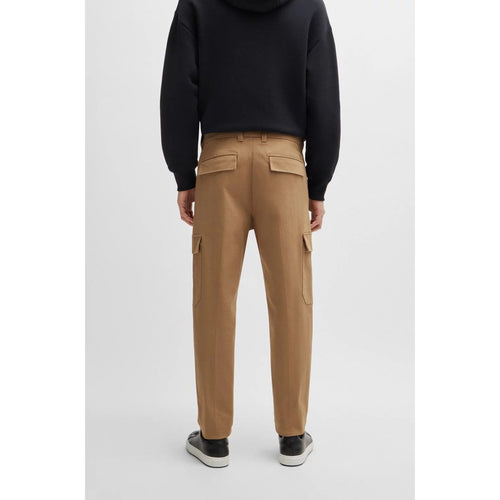 Load image into Gallery viewer, BOSS TAPERED-FIT CARGO TROUSERS IN HERRINGBONE STRETCH COTTON - Yooto
