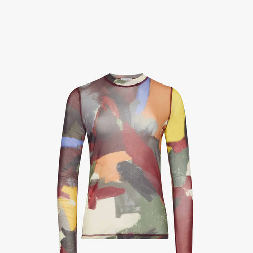 Load image into Gallery viewer, JW Anderson &#39;ABSTRACT&#39; PRINT - SHEER LONG SLEEVE TOP
