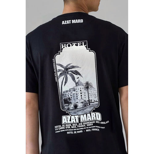 Load image into Gallery viewer, AZAT MARD HOTEL DE MARD BLACK T-SHIRT
