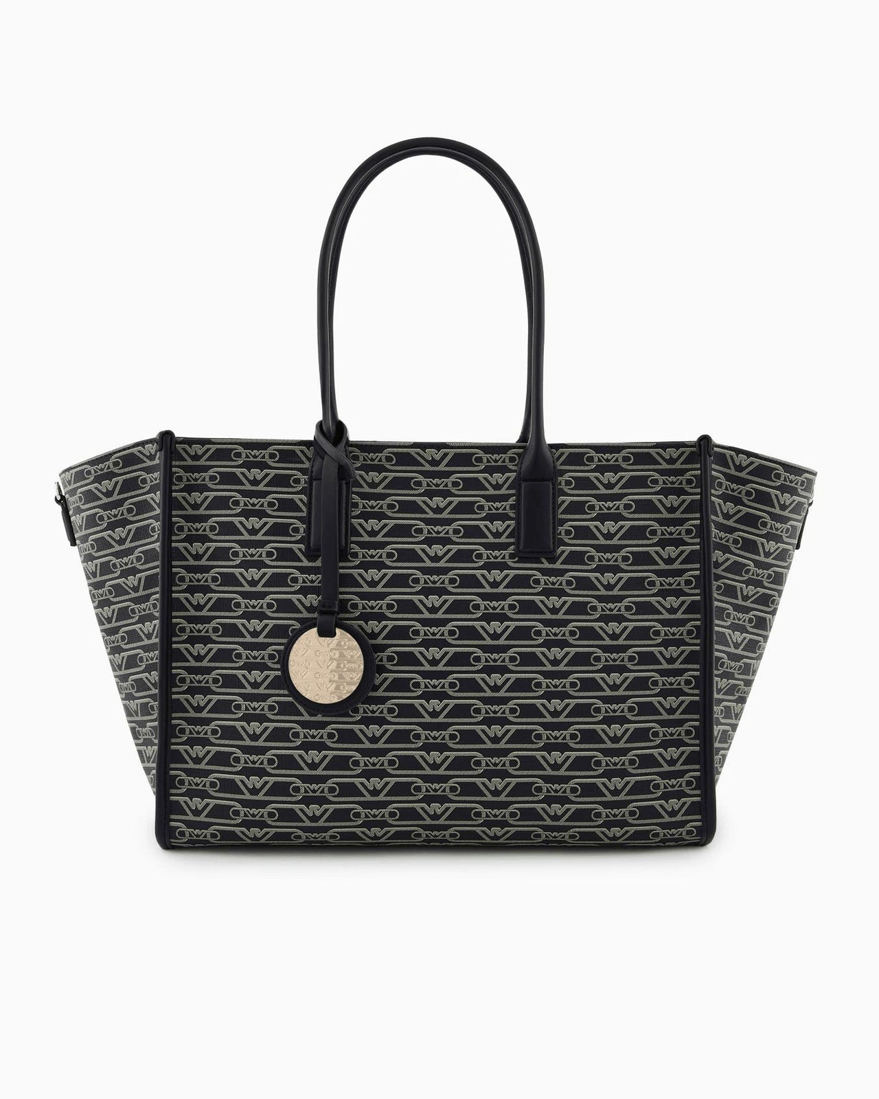 EMPORIO ARMANI Medium shopper bag with all-over monogram print