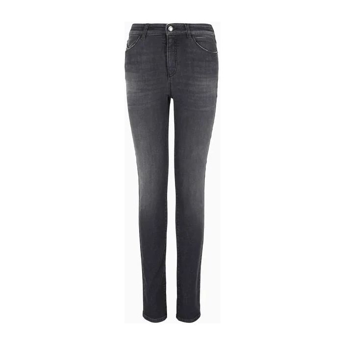 EMPORIO ARMANI J18 HIGH-RISE, SKINNY-LEG JEANS IN A WORN-LOOK DENIM - Yooto