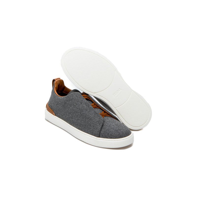 ZEGNA DARK GREY WOOL TRIPLE STITCH™ SNEAKERS