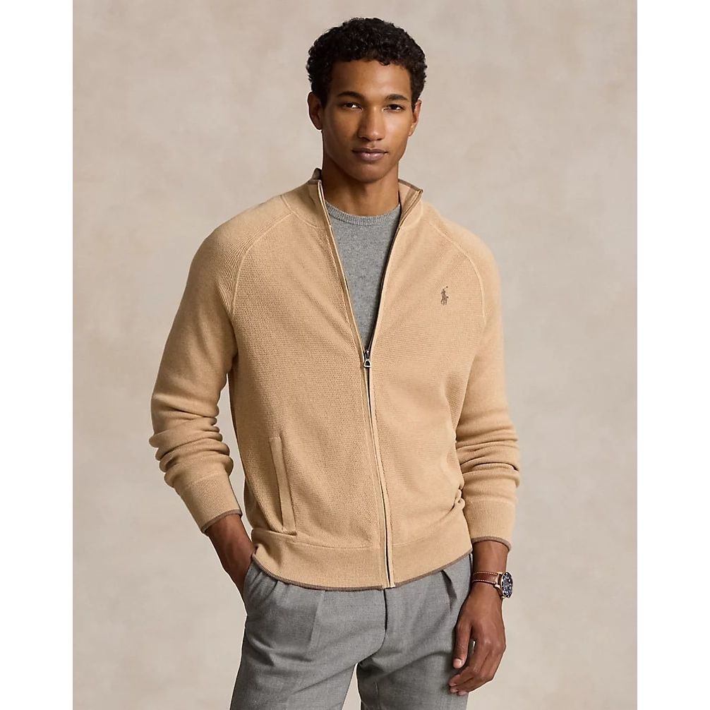 POLO RALPH LAUREN TEXTURED COTTON FULL-ZIP JUMPER