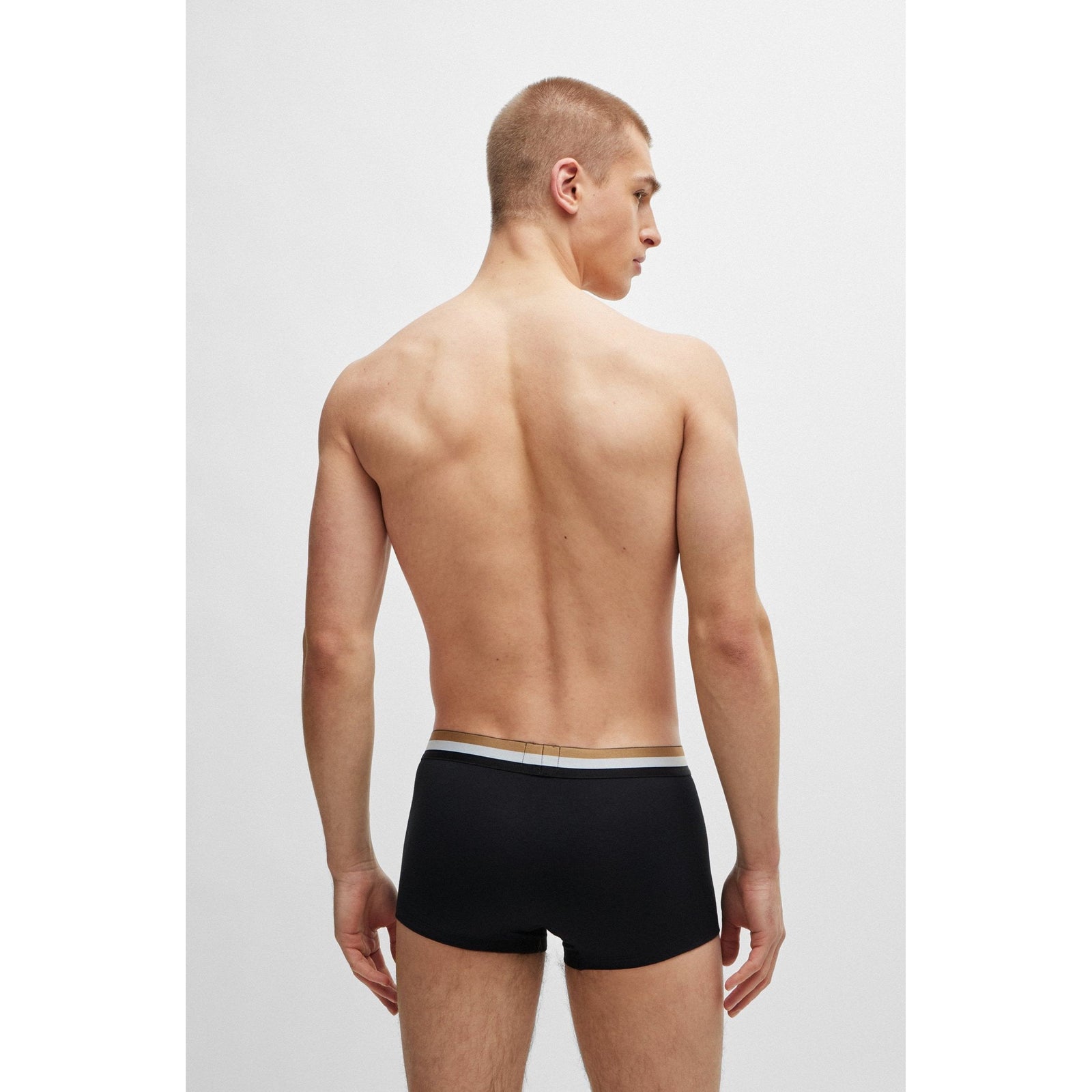 BOSS THREE-PACK OF COTTON-BLEND TRUNKS WITH SIGNATURE WAISTBANDS