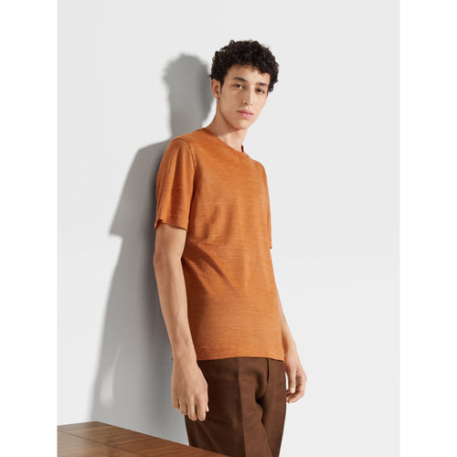 Load image into Gallery viewer, ZEGNA BRIGHT ORANGE LINEN T-SHIRT
