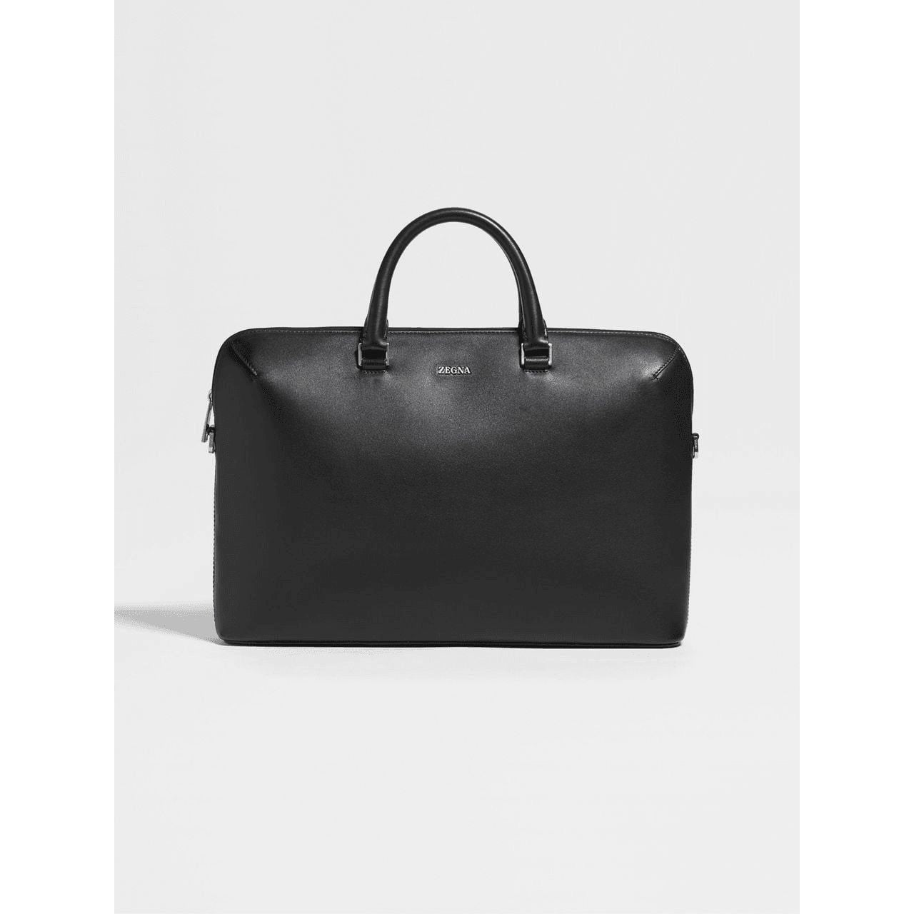 ZEGNA BLACK LEATHER BUSINESS BAG