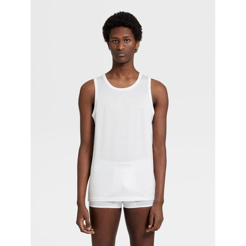 Load image into Gallery viewer, ZEGNA White Filoscozia Cotton Tank
