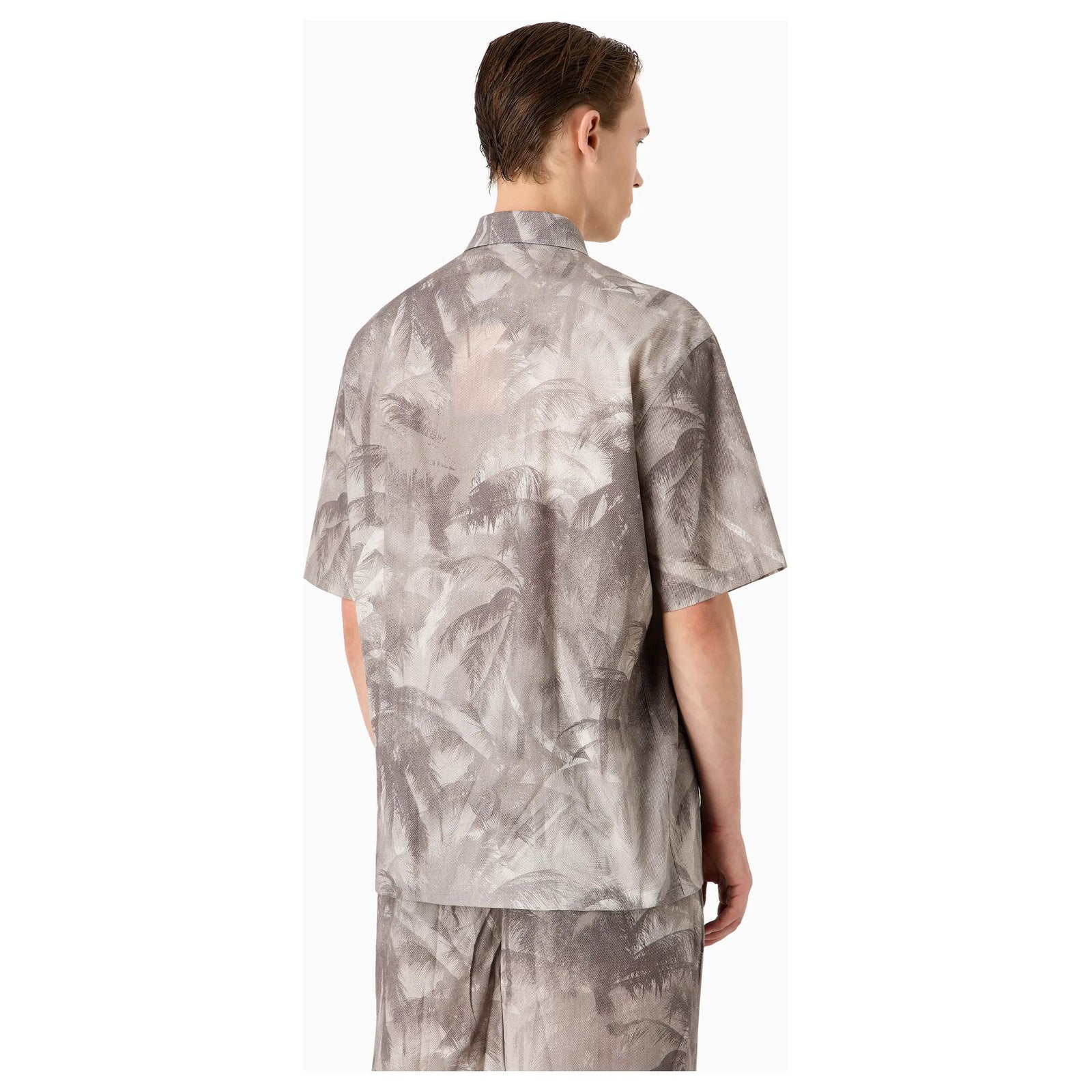 EMPORIO ARMANI ASV LYOCELL-BLEND OVERSIZED, SHORT-SLEEVED SHIRT WITH ALL-OVER PRINT - Yooto