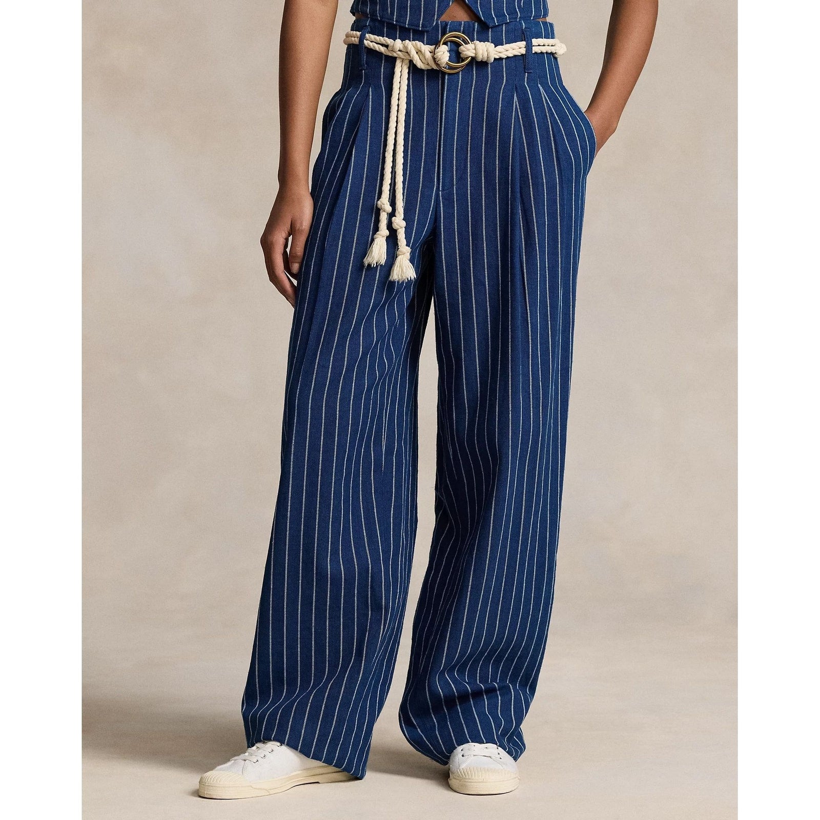 POLO RALPH LAUREN WIDE-LEG PINSTRIPE TWILL TROUSER