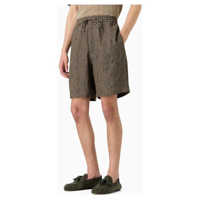 EMPORIO ARMANI BERMUDA SHORTS IN FADED LINEN WITH A CRÊPE TEXTURE, WITH DRAWSTRING - Yooto