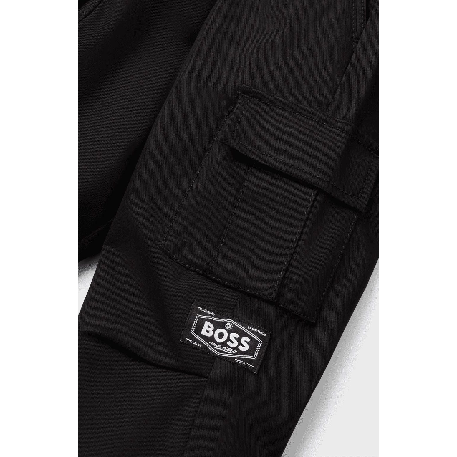 BOSS KIDS' TAPERED-FIT TROUSERS IN STRETCH-COTTON TWILL