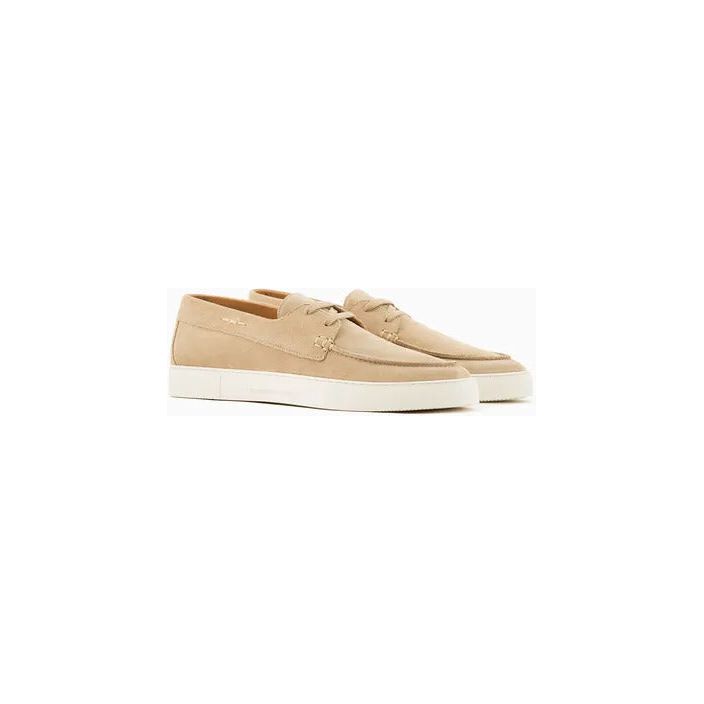 EMPORIO ARMANI CRUST LEATHER BOAT SHOES