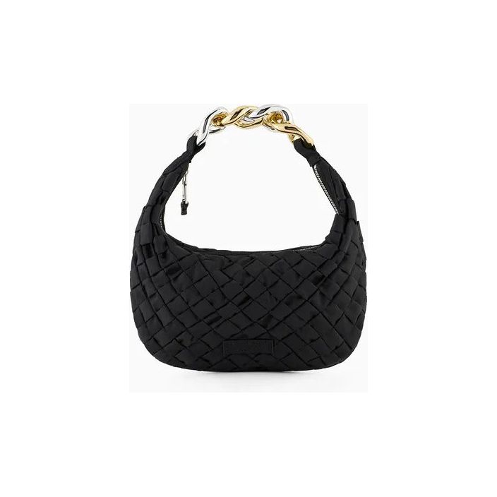 EMPORIO ARMANI ASV WOVEN RECYCLED NYLON HANDBAG WITH CHAIN HANDLE - Yooto