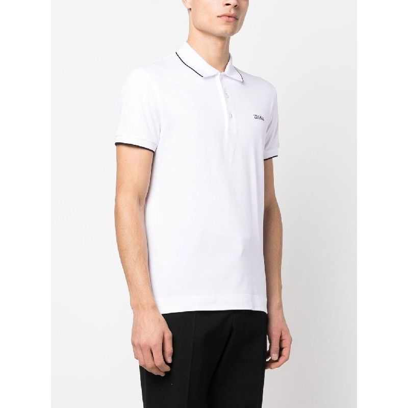 ZEGNA Grey Mélange Stretch Cotton Short-sleeve Polo