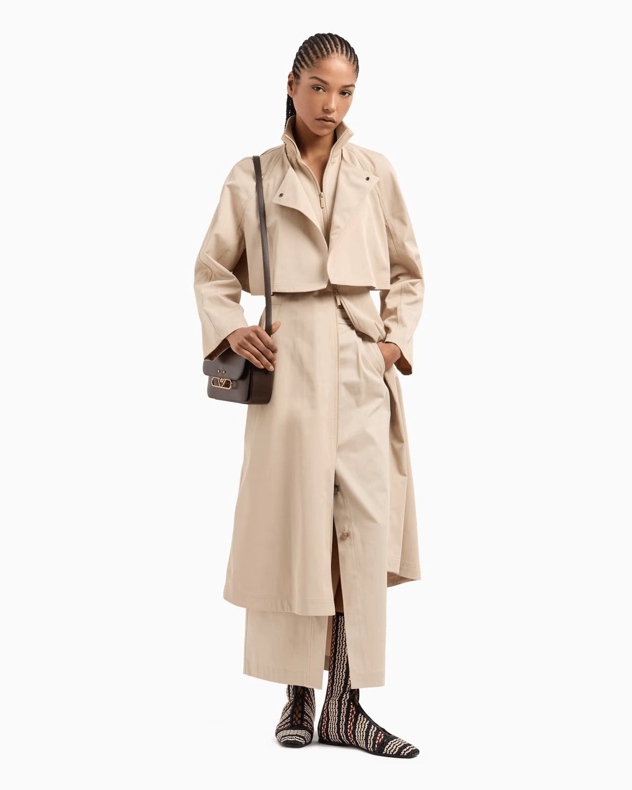 EMPORIO ARMANI Two-in-one trench coat in water-repellent technical cotton