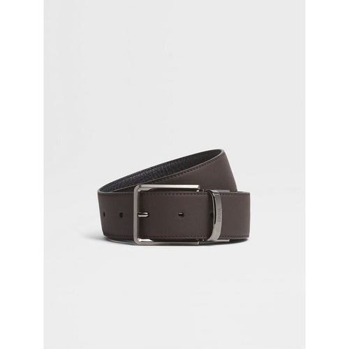 Load image into Gallery viewer, ZEGNA DARK BROWN AND BLACK REVERSIBLE LEATHER BELT
