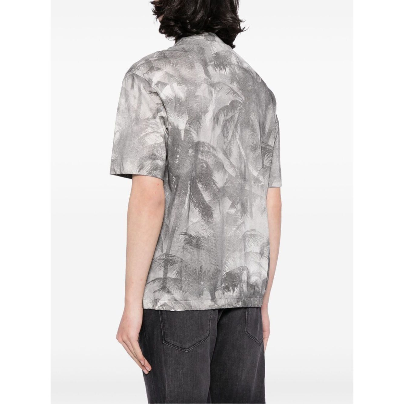 EMPORIO ARMANI OVERSIZED JERSEY T-SHIRT WITH ALL-OVER PRINT AND ELASTICATED HEM - Yooto