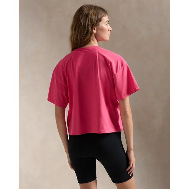 RALPH LAUREN Pink Pony Cotton Jersey Cropped Tee