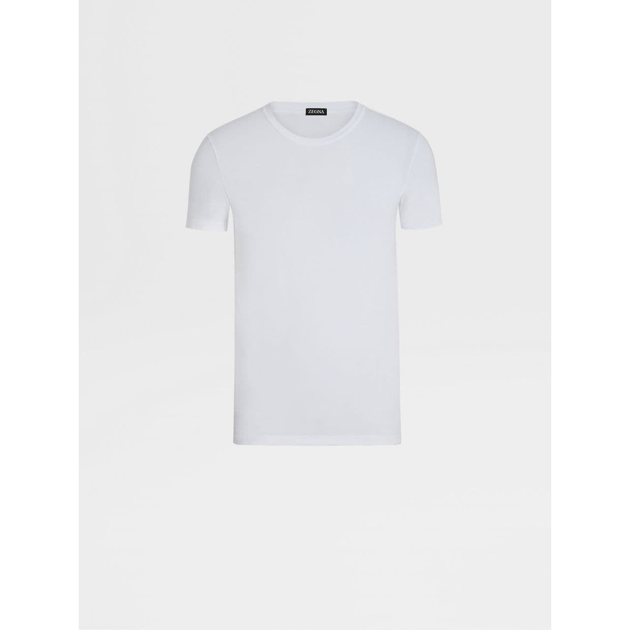 ZEGNA WHITE STRETCH COTTON T-SHIRT