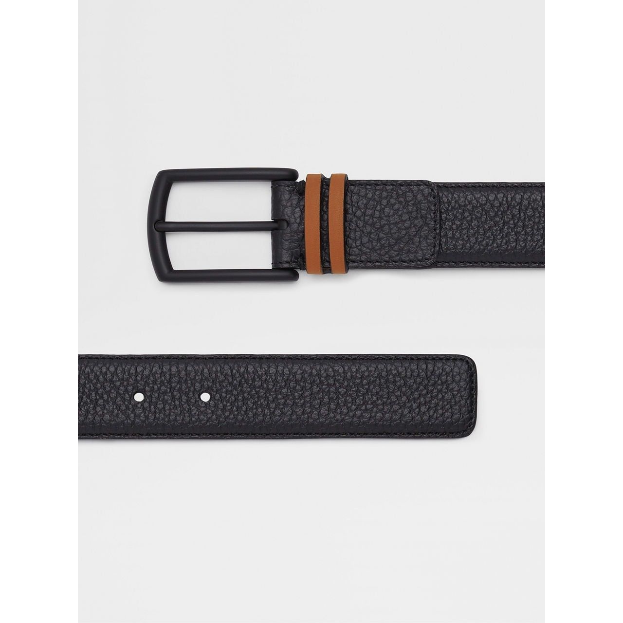 ZEGNA BLACK LEATHER BELT