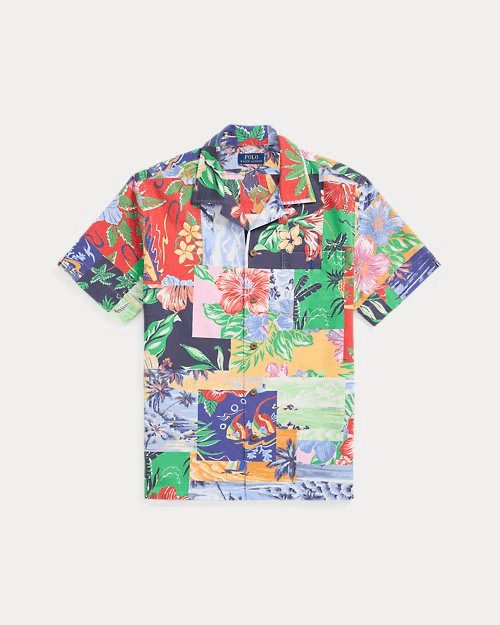 RALPH LAUREN Classic Fit Patchwork-Print Oxford Shirt