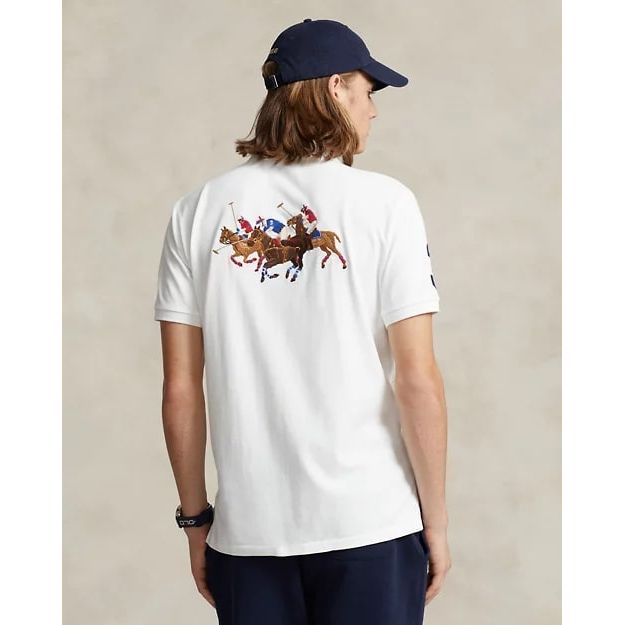 POLO RALPH LAUREN CUSTOM SLIM TRIPLE-PONY MESH POLO SHIRT - Yooto