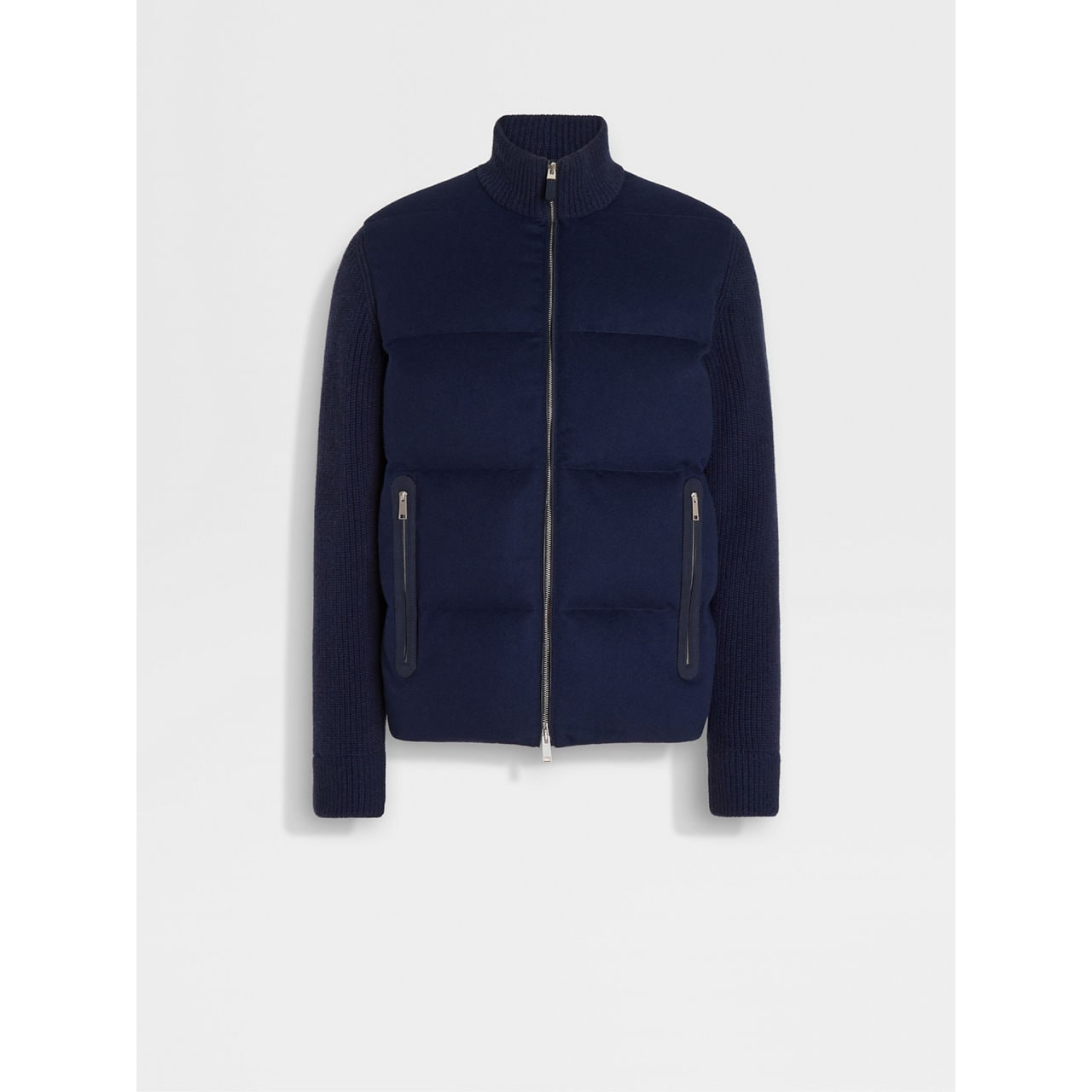 ZEGNA INK BLUE OASI CASHMERE FULL ZIP BLOUSON