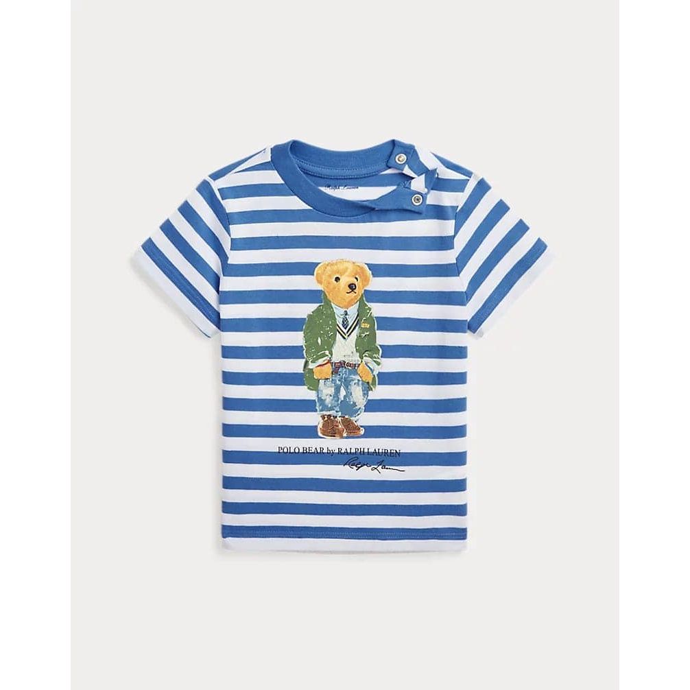 POLO RALPH LAUREN POLO BEAR STRIPED COTTON JERSEY T-SHIRT - Yooto