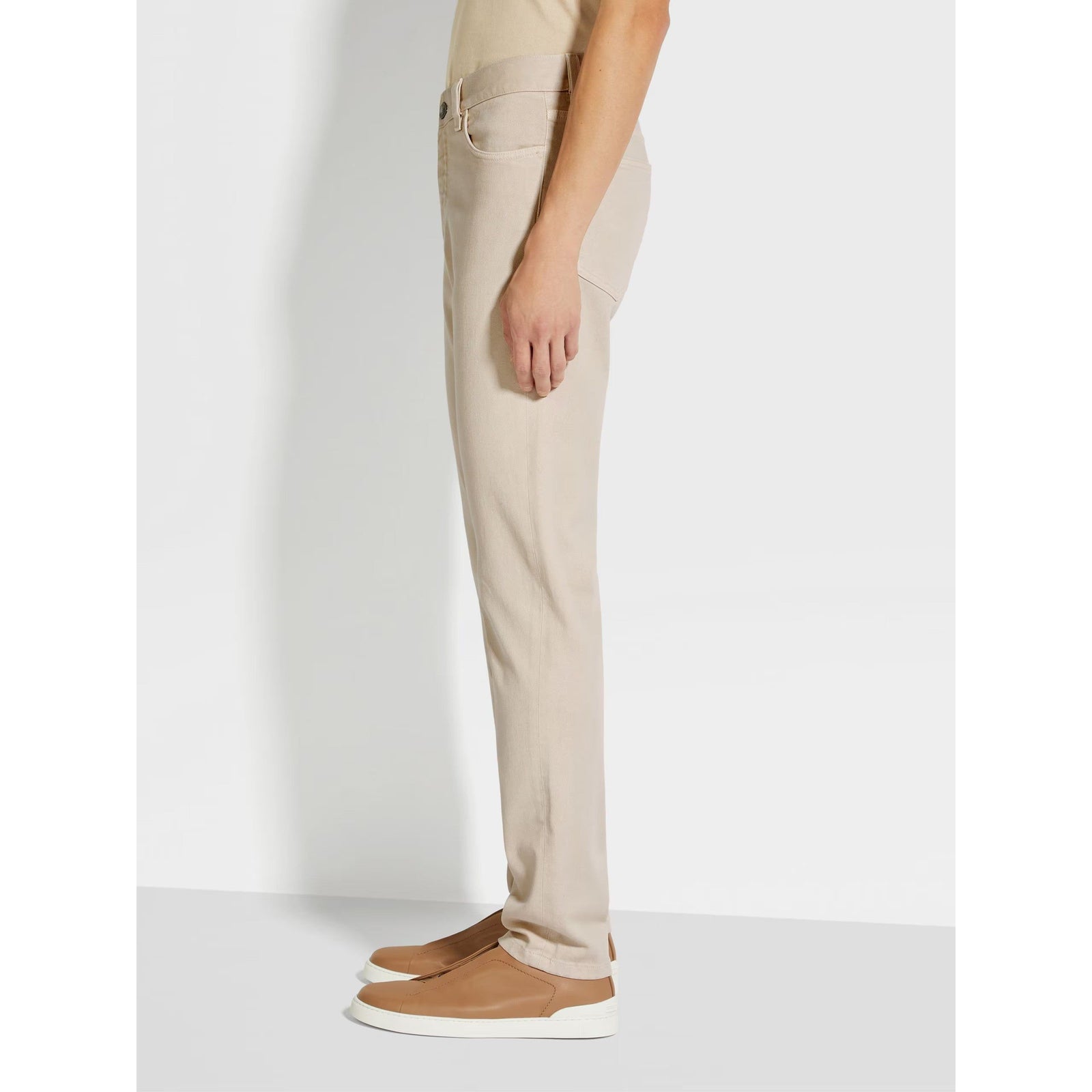 ZEGNA LIGHT BEIGE STRETCH COTTON ROCCIA JEANS